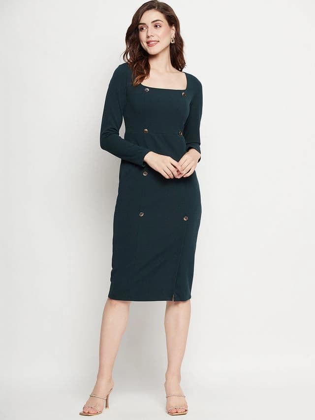 Women's Green Party Skinny Fit Dress
