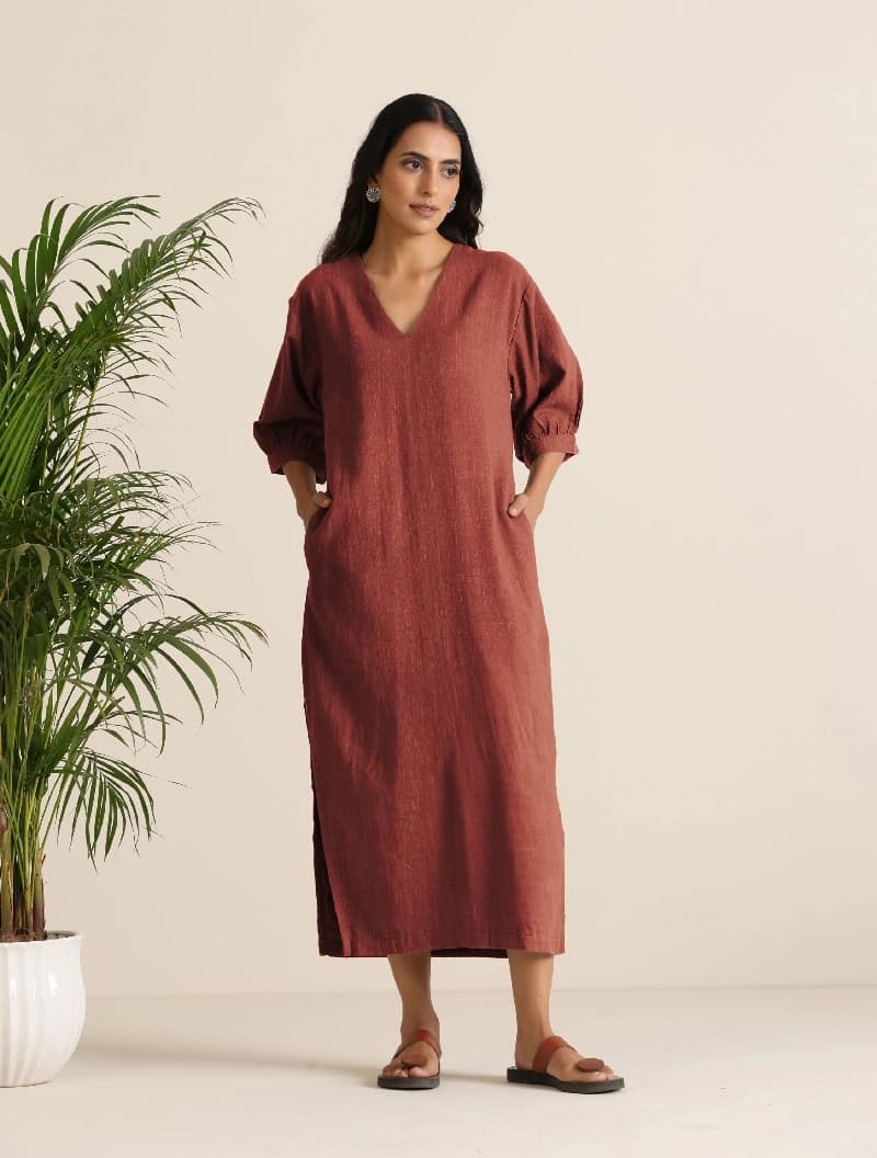 Women's Brown Casual Regular Fit Dress