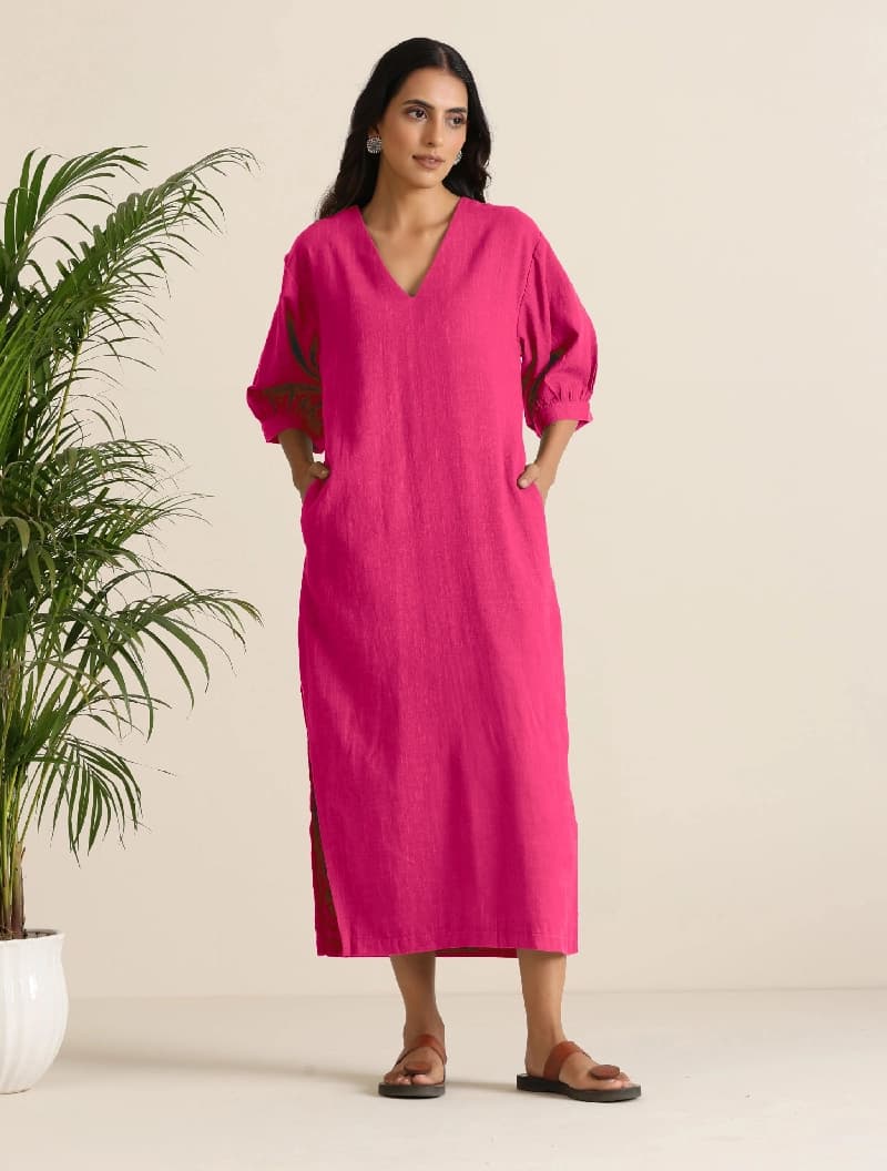 Women's Pink Casual Regular Fit Dress