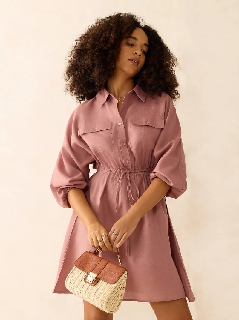Women's Purple Casual Regular Fit Dress