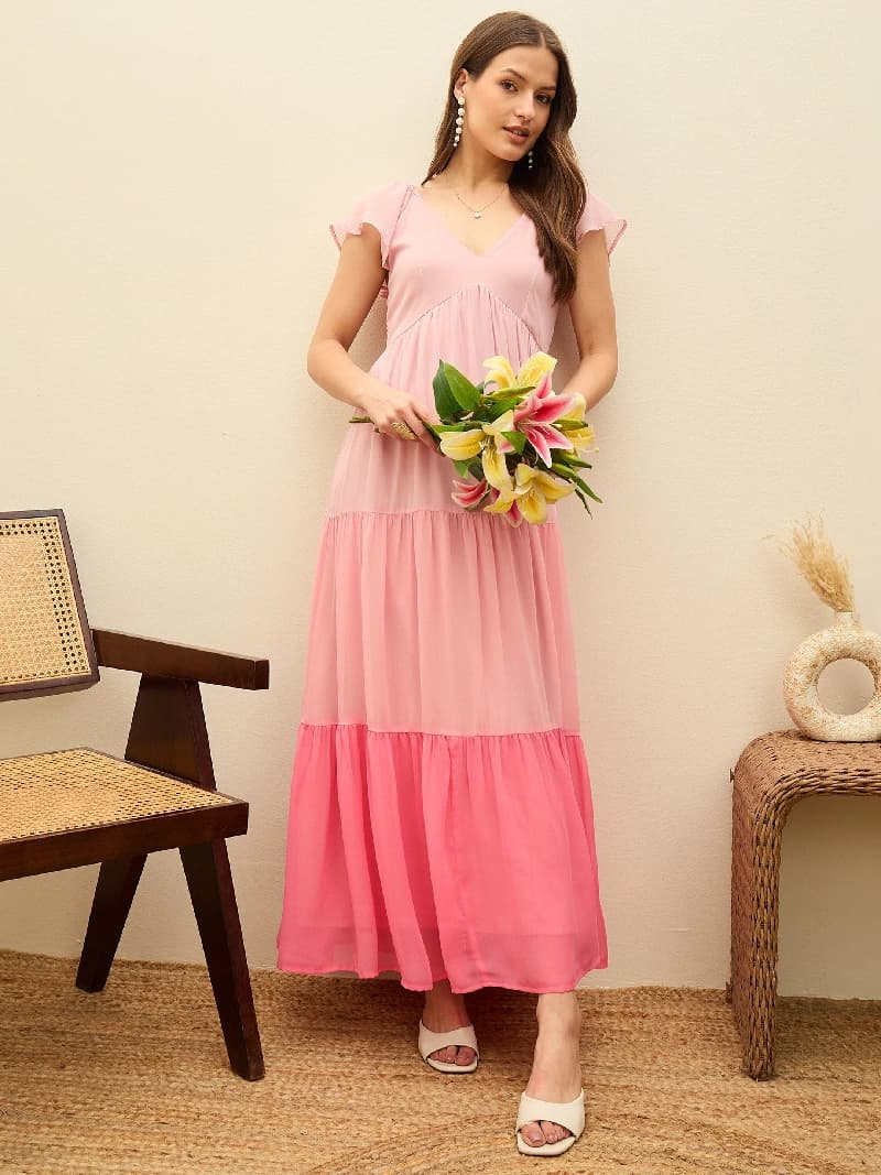 Women's Pink Casual Regular Fit Dress