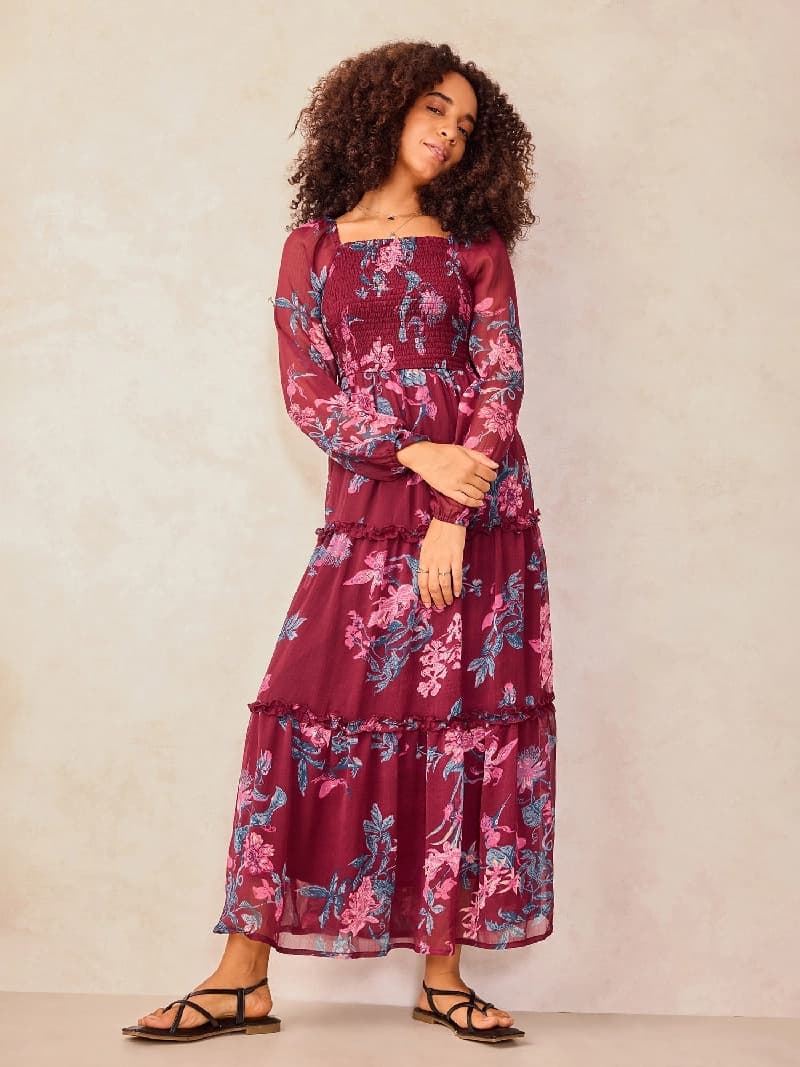 Women's Red Casual Regular Fit Dress