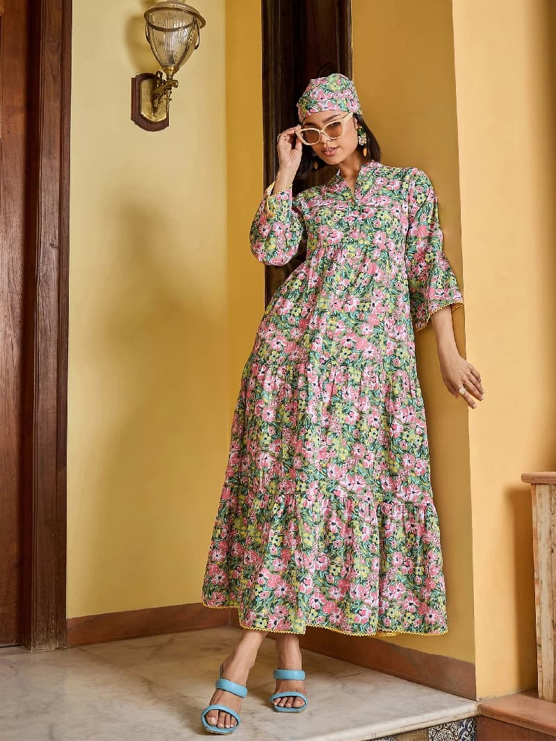 Women's Green Casual Regular Fit Dress