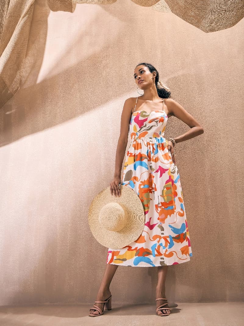 Women's Orange Casual Regular Fit Dress