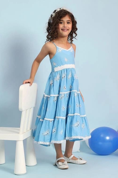 Girls Blue Casual Regular Fit Dress