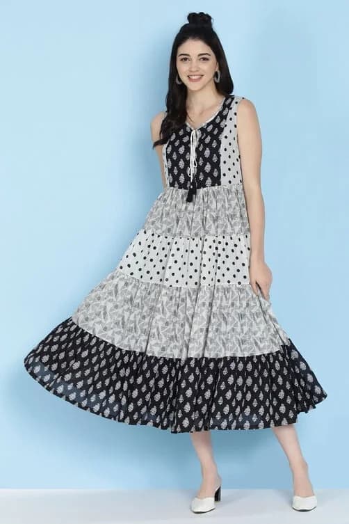 Women's Black Festive Regular Fit Dress