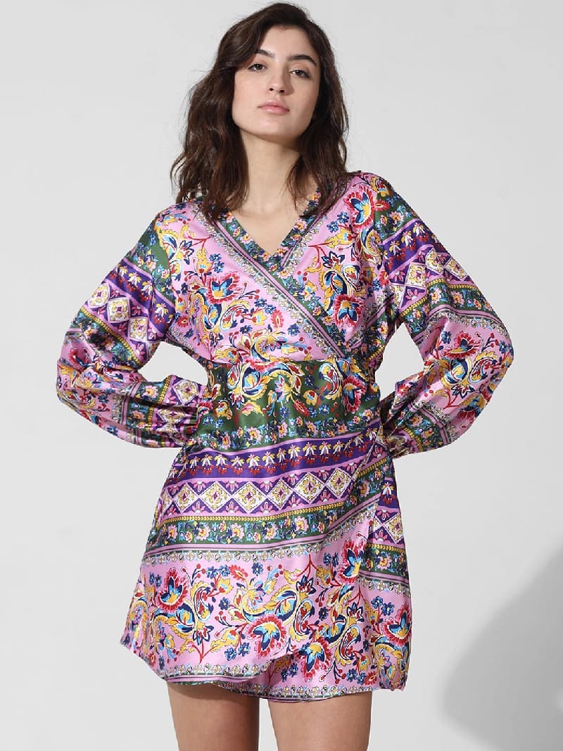 Women's Purple Party Printed Dress