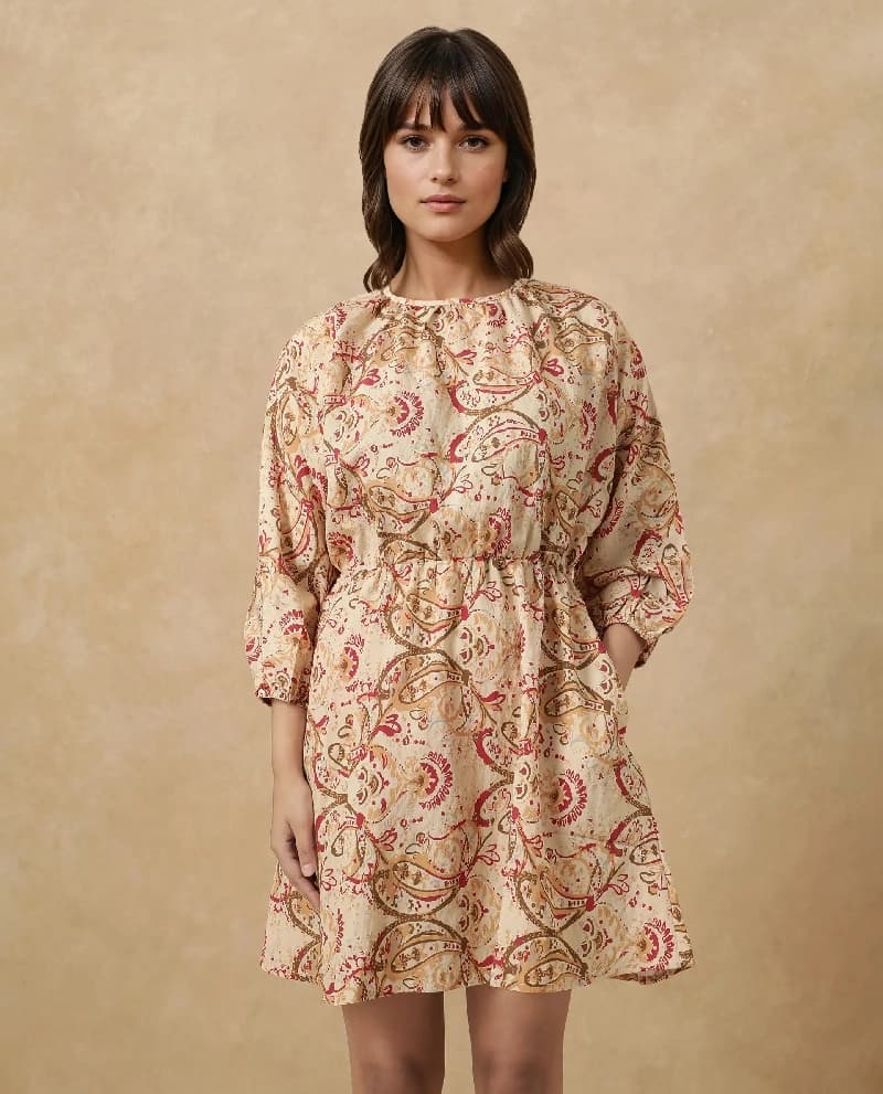 Women's Multicolor Casual Printed Regular Fit Dress