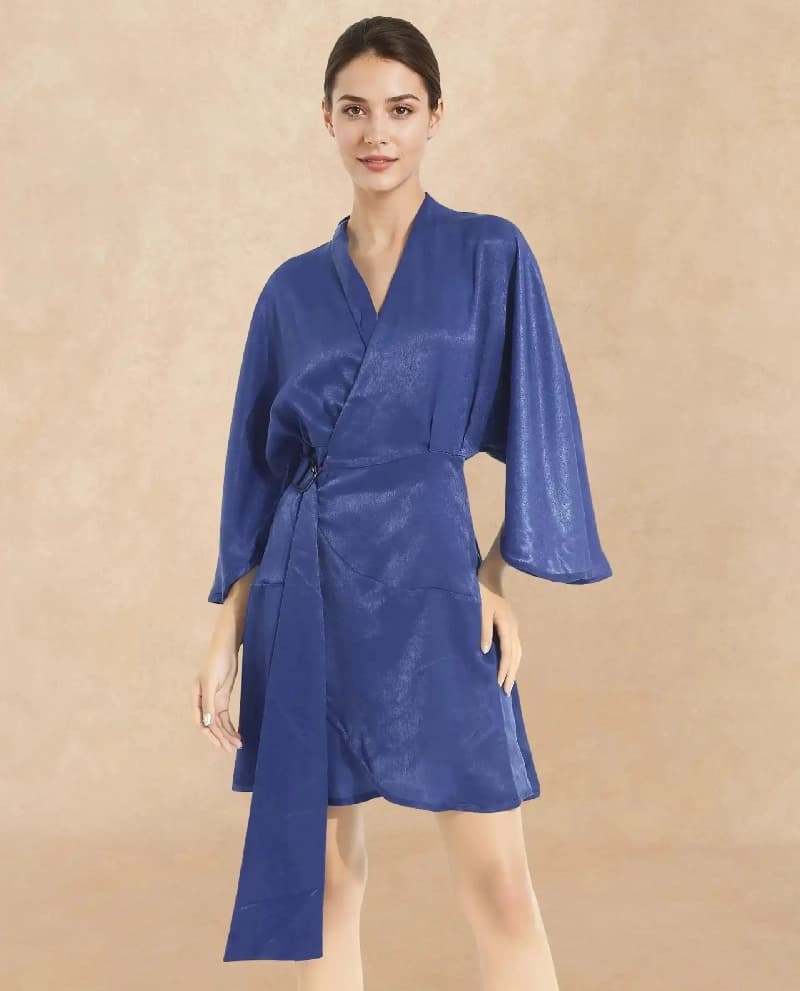 Women's Blue Party Solid Regular Fit Dress