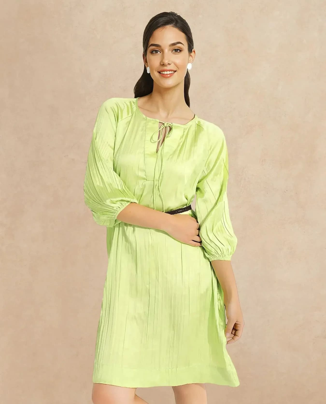 Women's Green Party Solid Regular Fit Dress