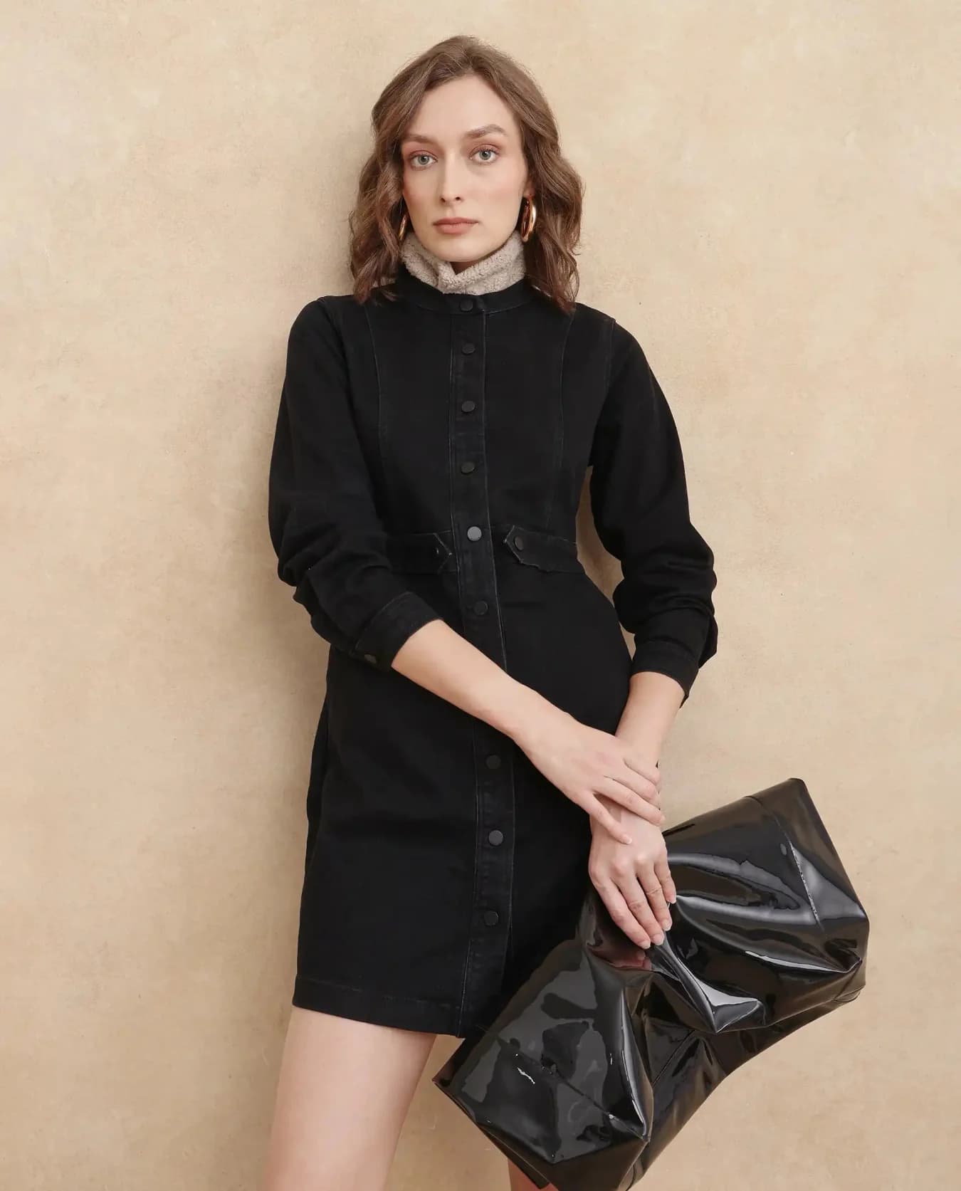 Women's Black Formal Solid Regular Fit Dress
