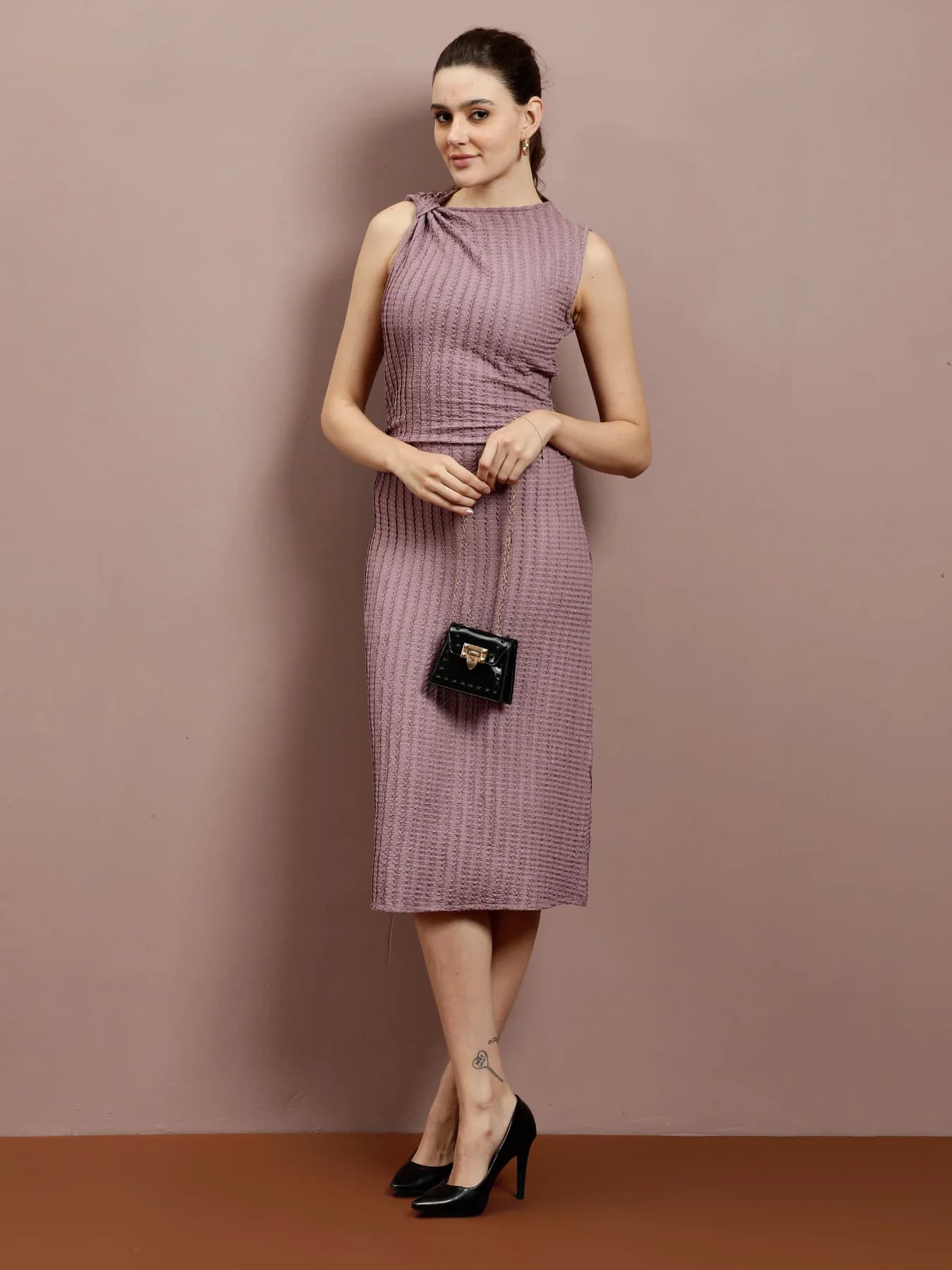 Women's Purple Casual Solid Dress