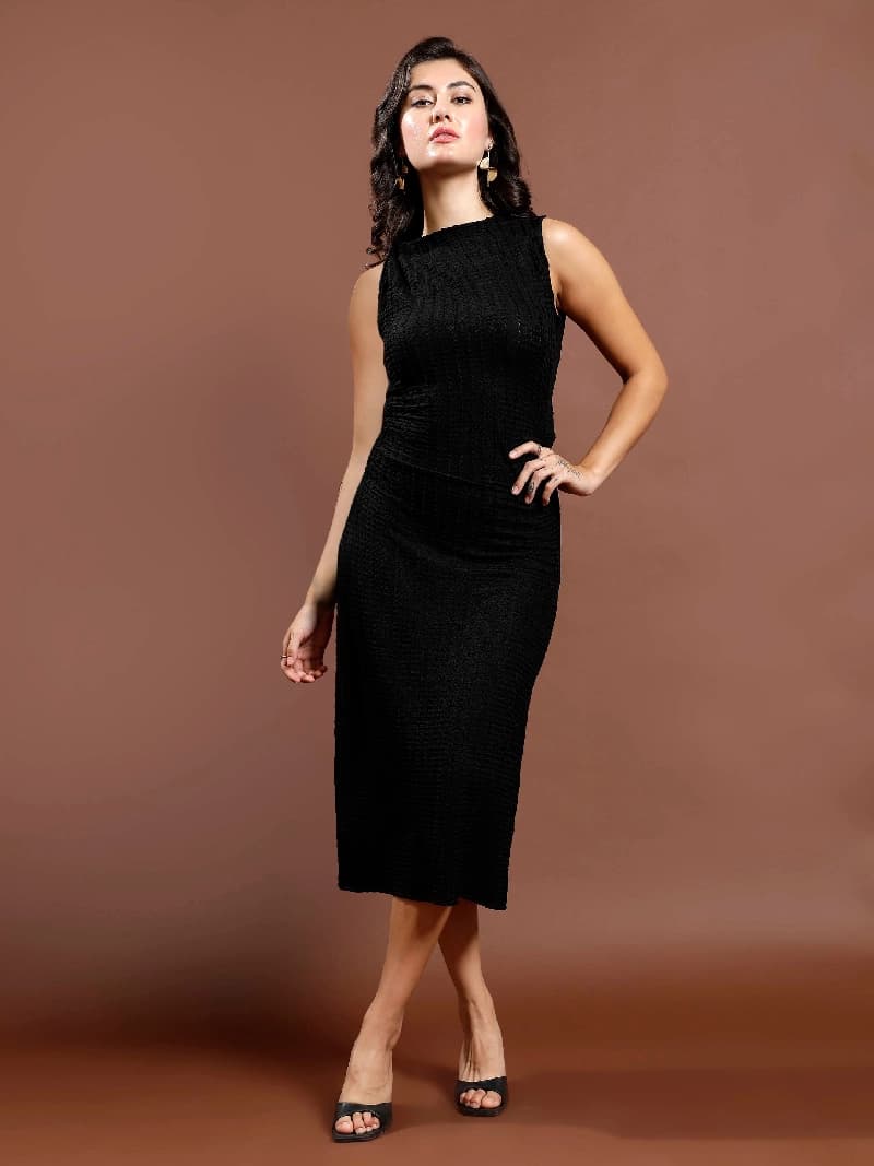 Women's Black Party Solid Dress