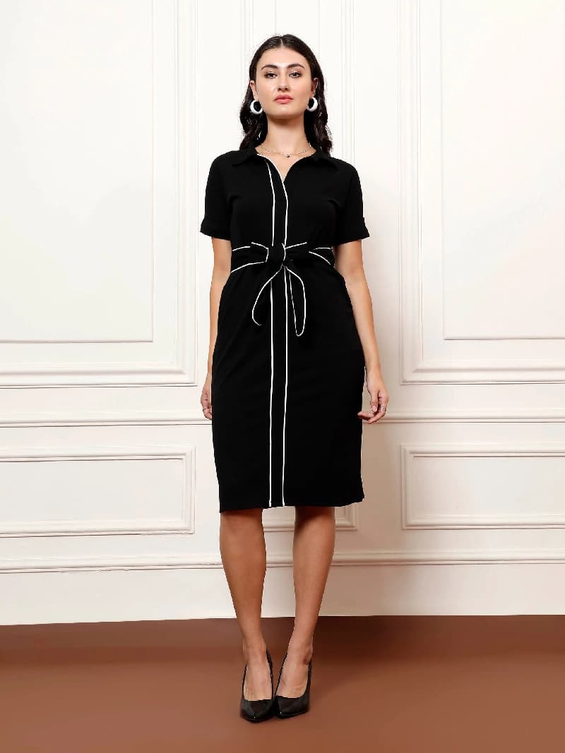 Women's Black Formal Solid Dress