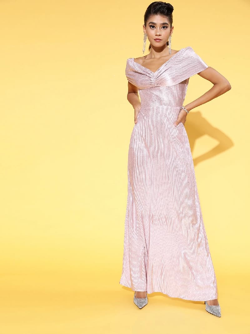 Women's Purple Party Solid Regular Fit Dress