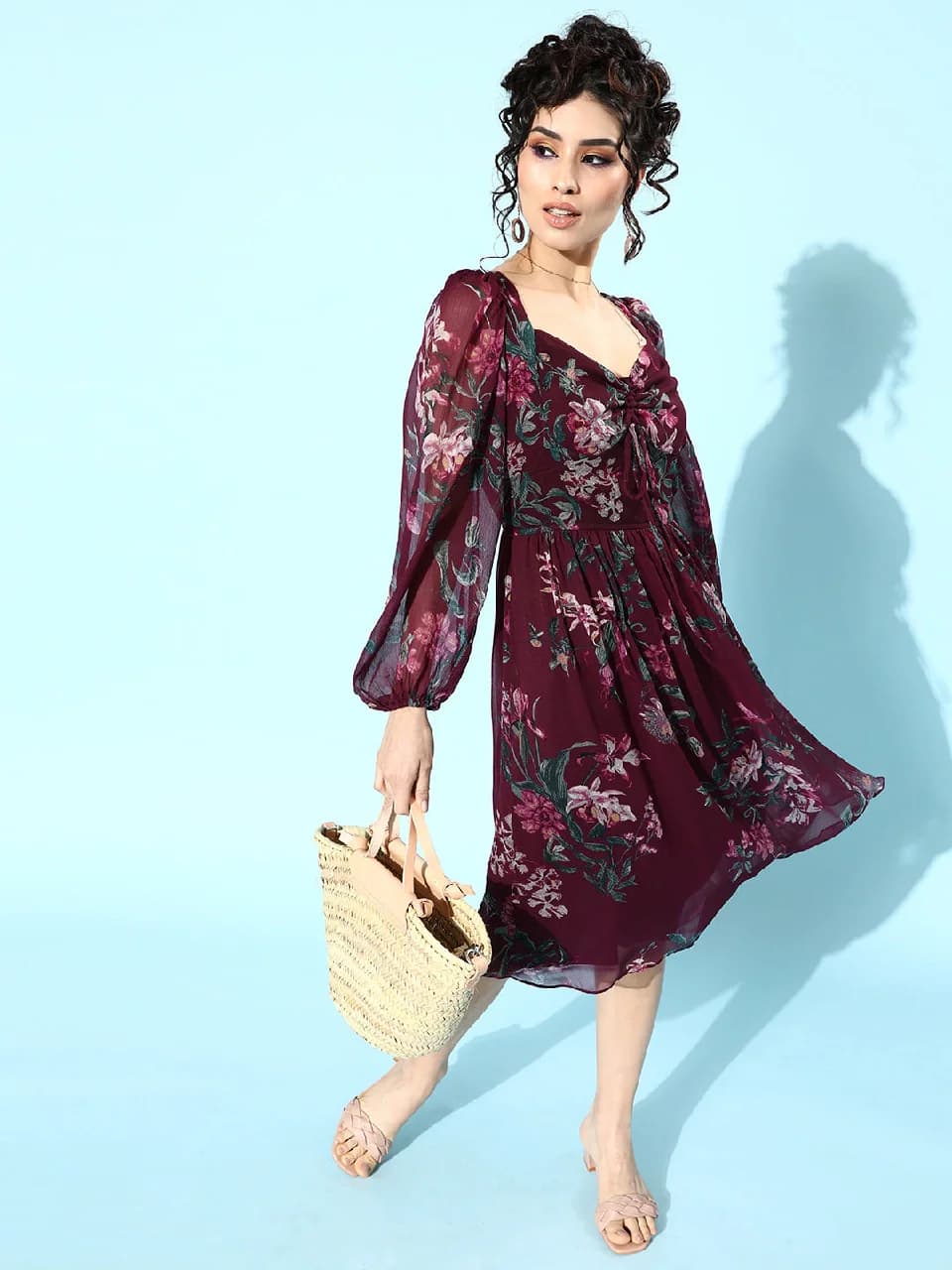 Women's Red Casual Printed Dress
