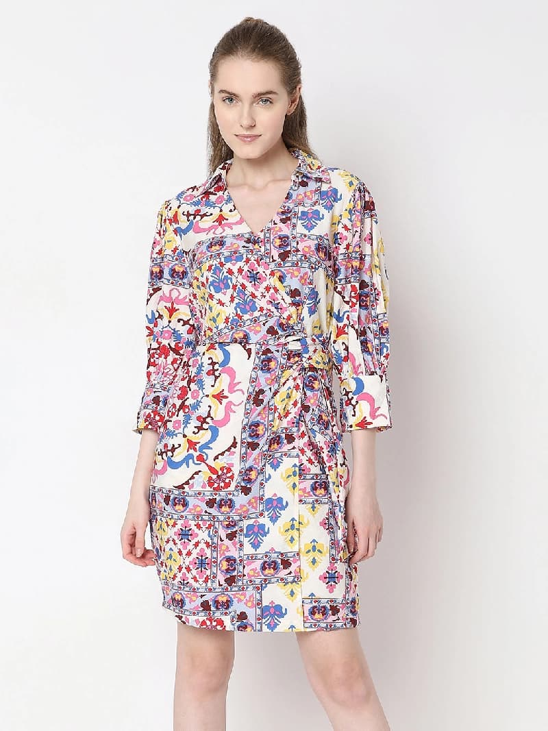 Women's Multicolor Casual Printed Skinny Fit Dress