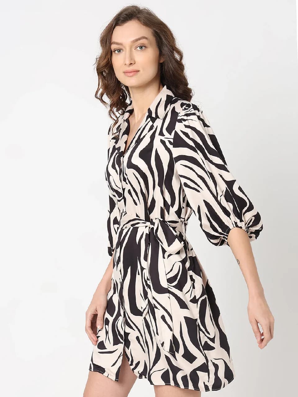 Women's Black Party Printed Dress