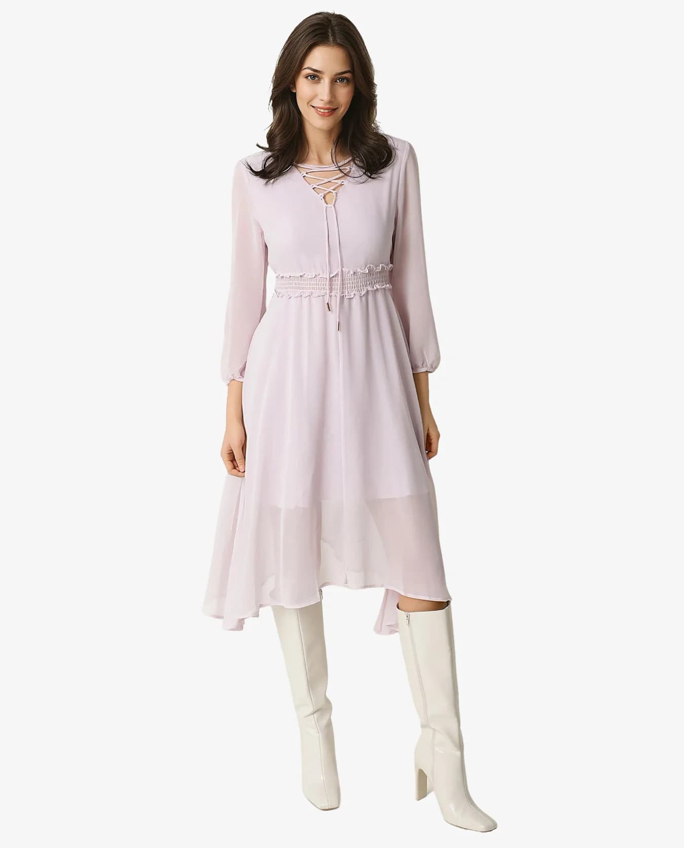 Women's Purple Casual Solid Regular Fit Dress