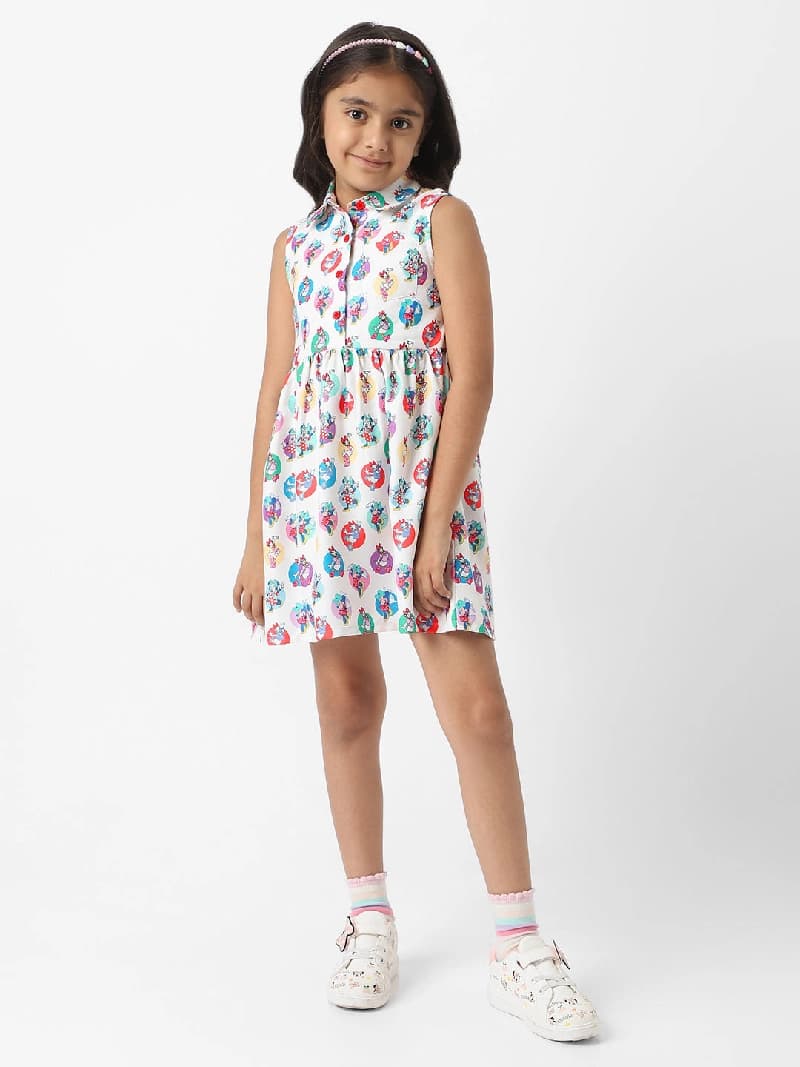 Girls Multicolor Casual Printed Dress
