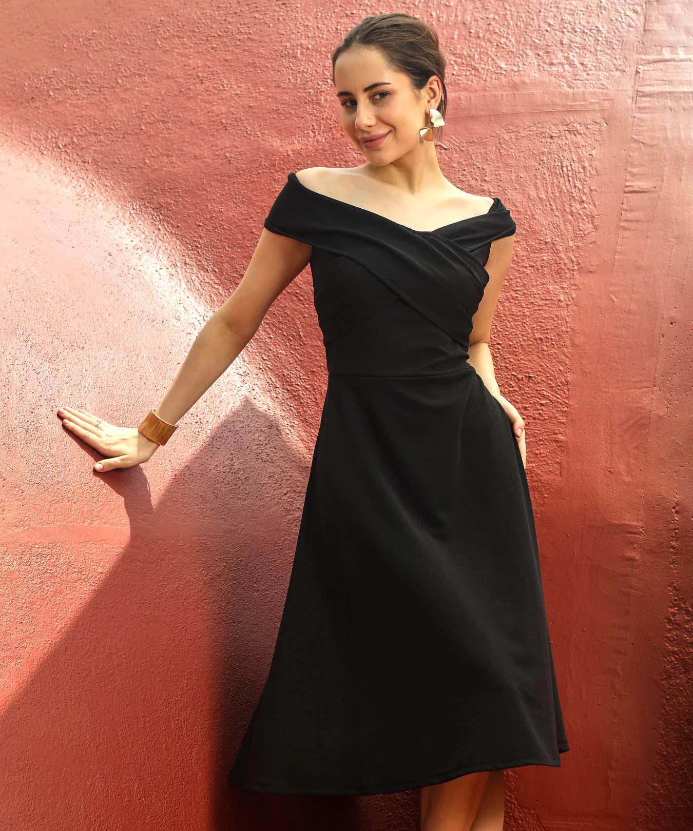 Women's Black Party Solid Dress