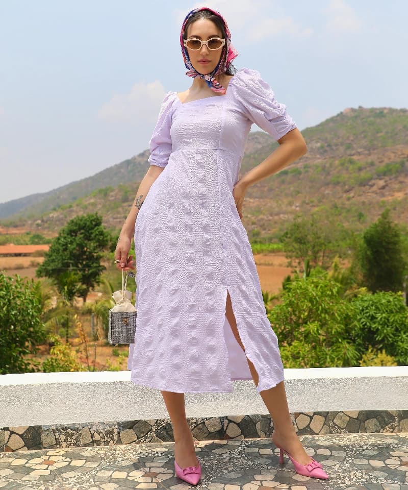 Women's Purple Casual Solid Dress