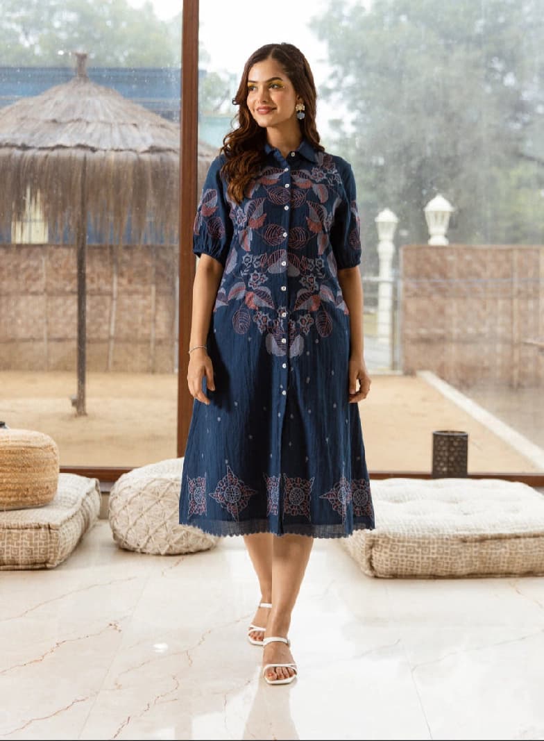 Women's Navy Formal Regular Fit Dress