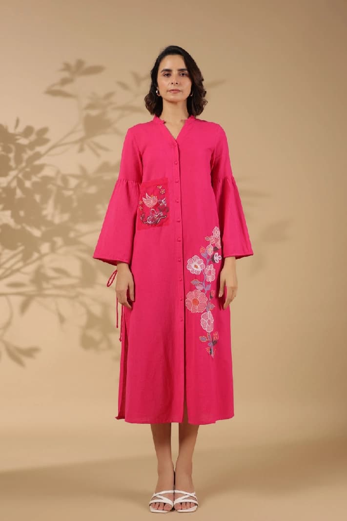 Women's Pink Formal Regular Fit Dress