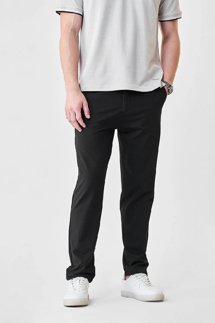 Men's Black Casual Solid Regular Fit Trouser