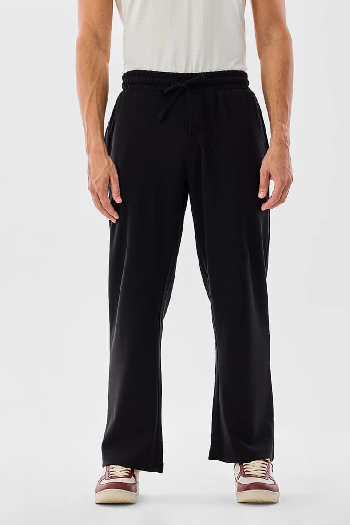 Men's Black Casual Solid Baggy Fit Trouser