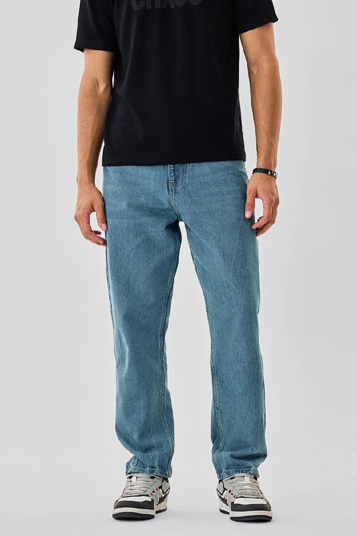 Men's Blue Casual Solid Baggy Fit Jeans