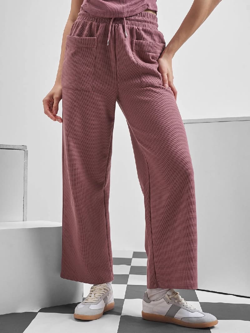 Women's Purple Casual Solid Straight Fit Trackpant