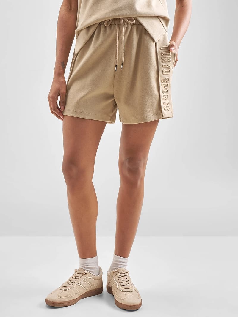 Women's Beige Casual Solid Regular Fit Short
