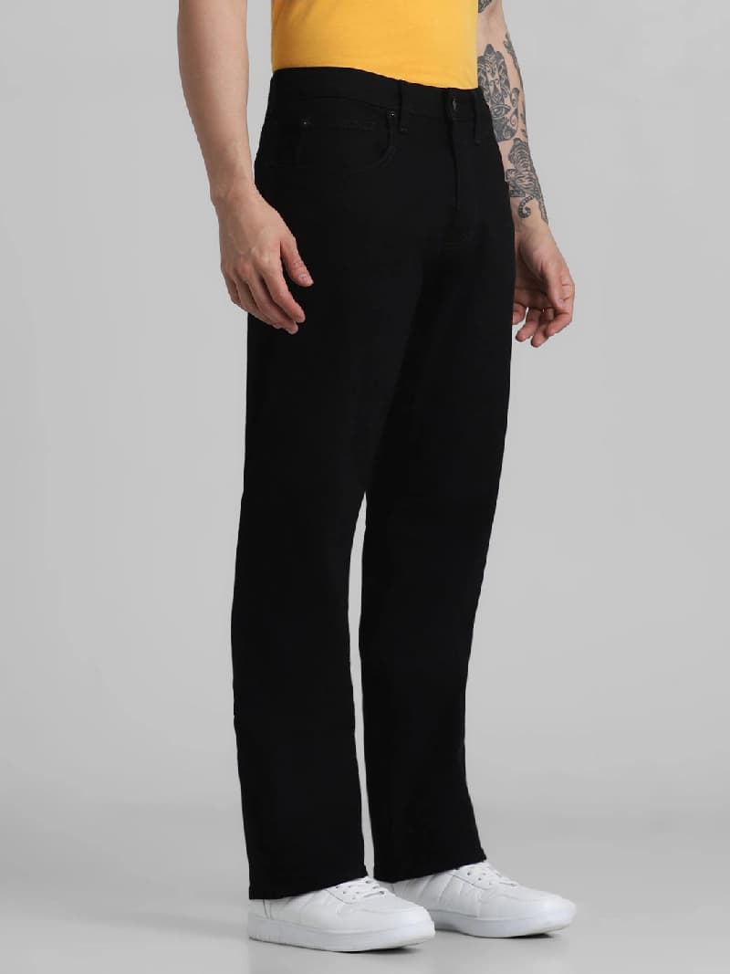 Men's Black Casual Solid Bootcut Fit Jeans