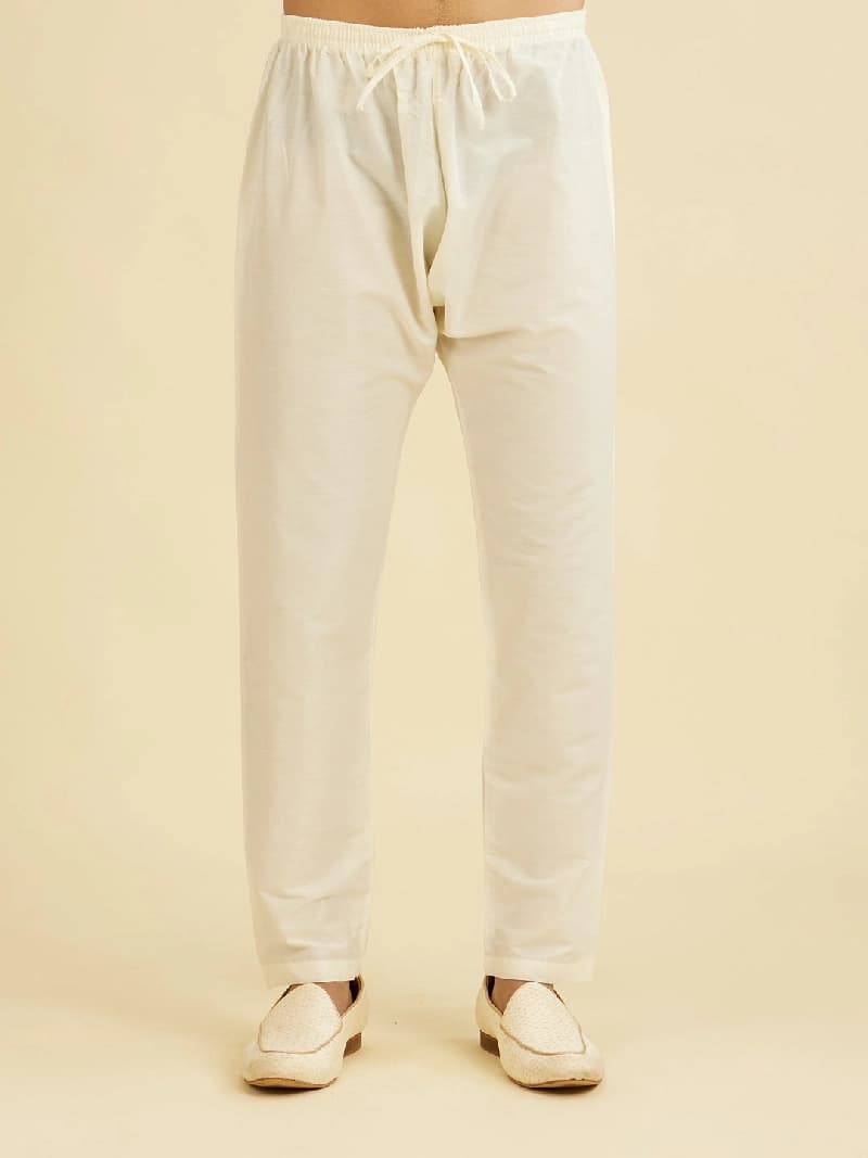 Men's Cream Casual Solid Pyjama