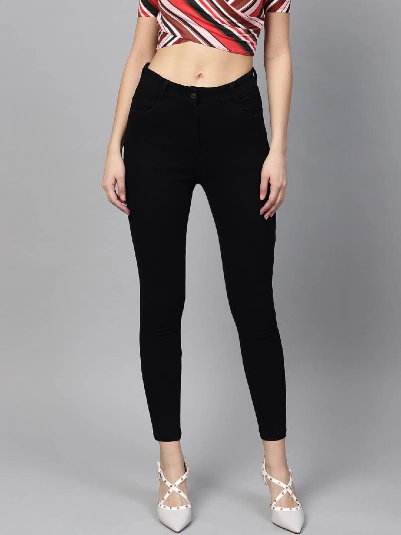 Women's Black Casual Solid Skinny Fit Jeans