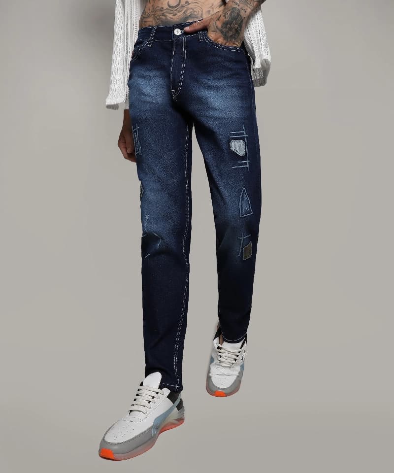 Men's Blue Casual Solid Jeans