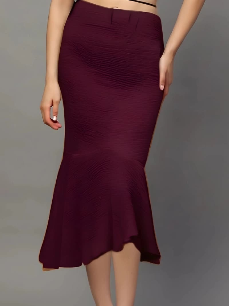 Women's Orange Casual Solid Regular Fit Skirt