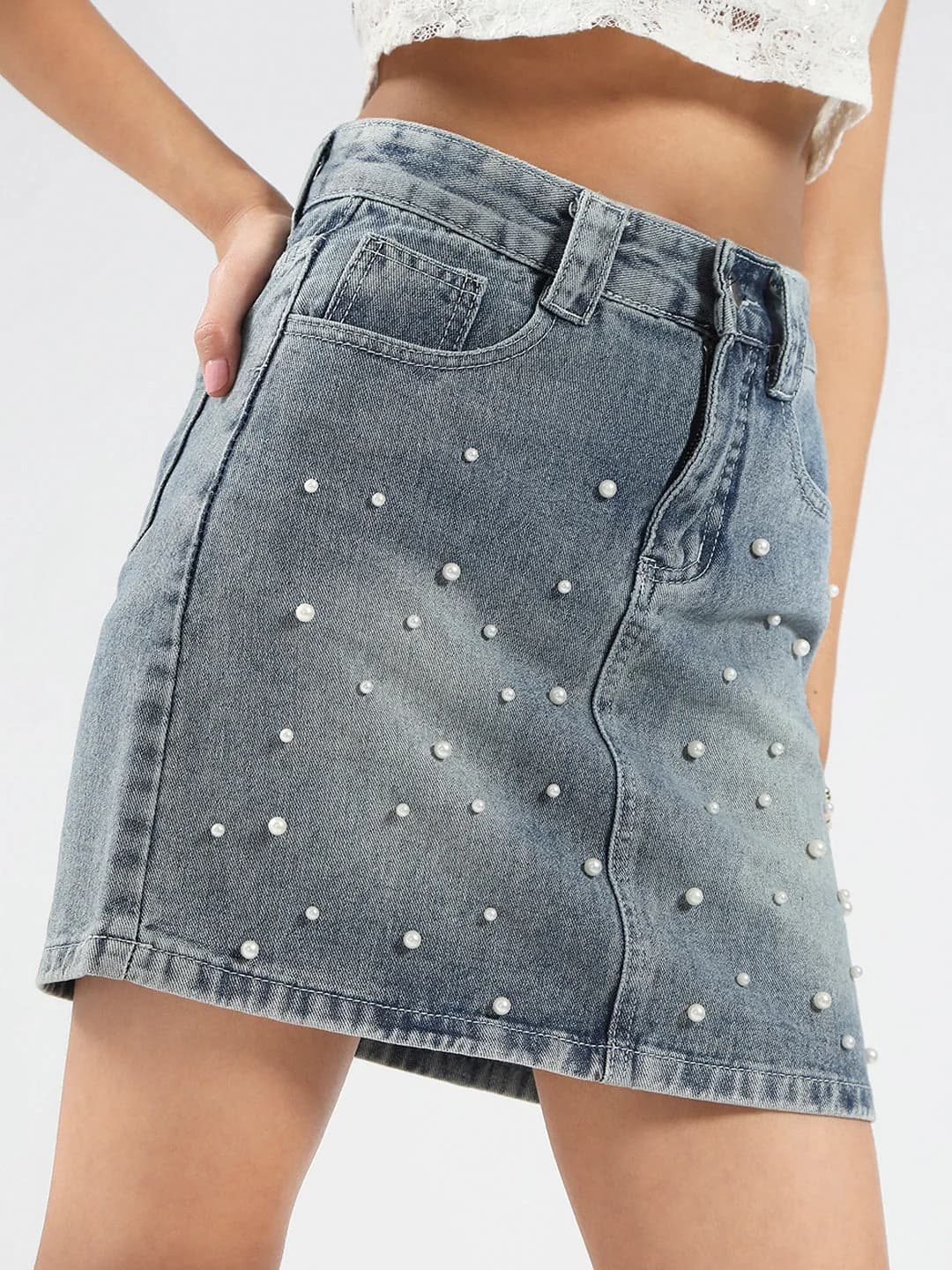 Women's Blue Party Solid Skirt
