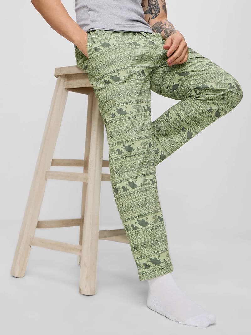 Men's Green Casual Graphic Regular Fit Pyjama