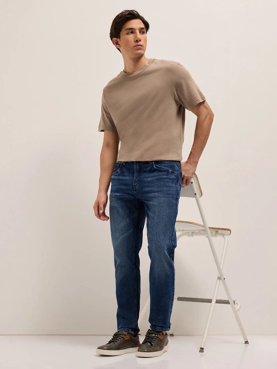 Men's Blue Casual Solid Slim Fit Jeans