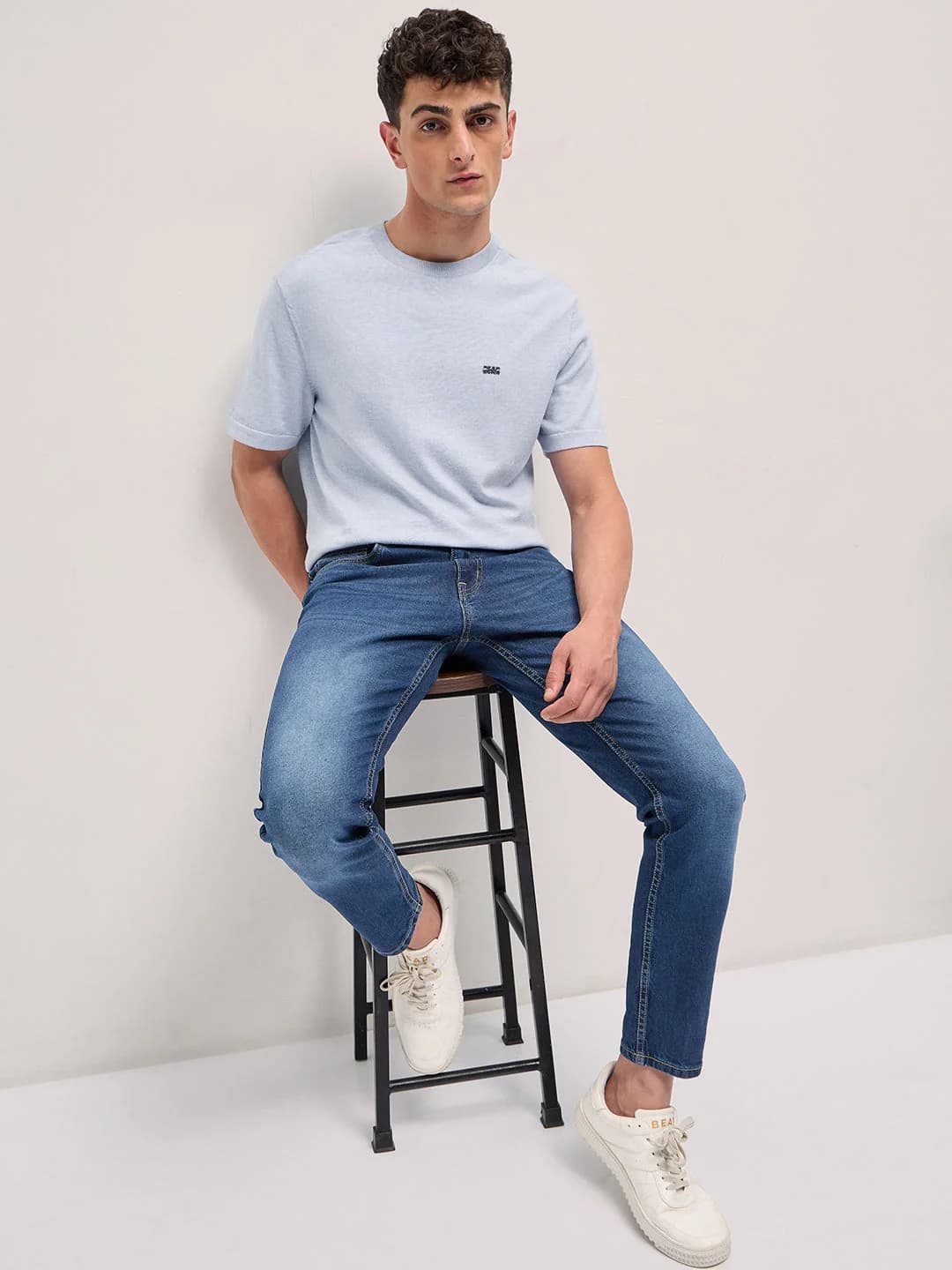 Men's Blue Casual Solid Skinny Fit Jeans