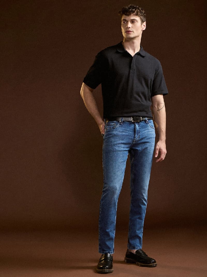 Men's Blue Casual Solid Skinny Fit Jeans