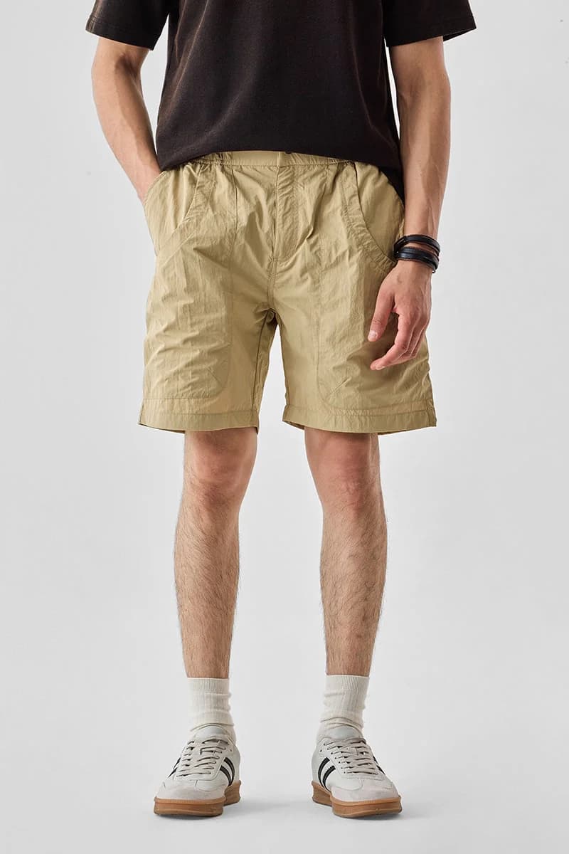 Men's Beige Casual Solid Oversized Fit Short