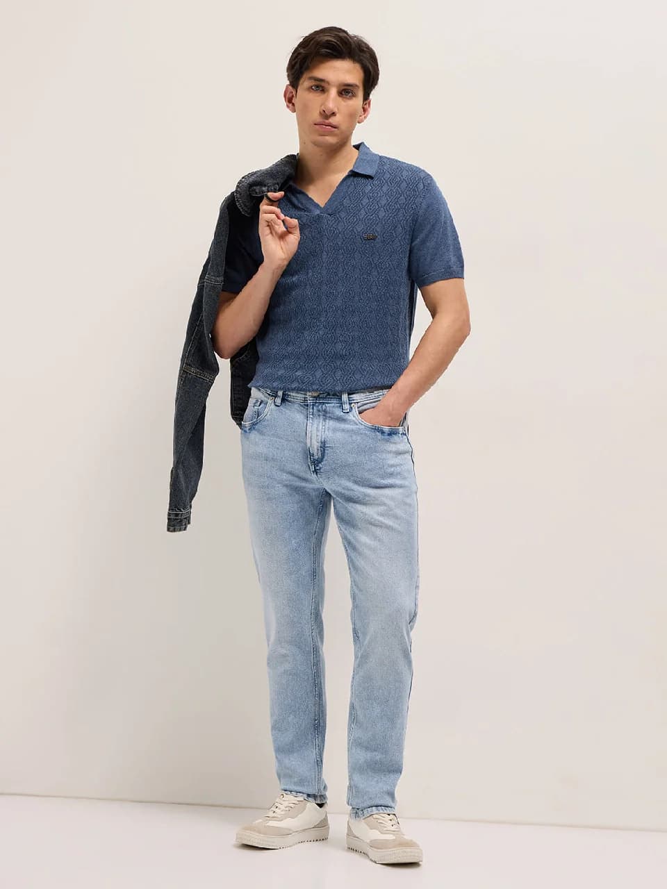 Men's Blue Casual Solid Slim Fit Jeans