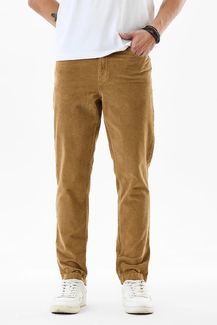 Men's Brown Casual Solid Regular Fit Trouser