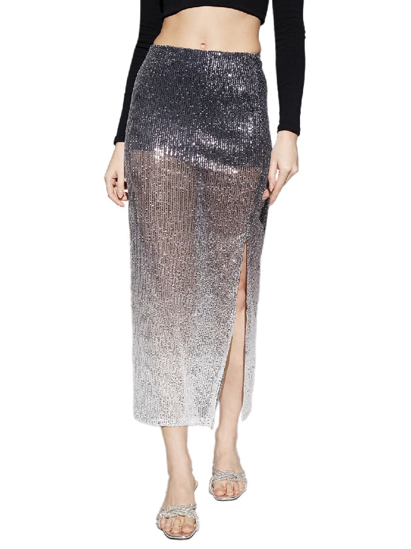 Women's Blue Casual Solid Straight Fit Skirt