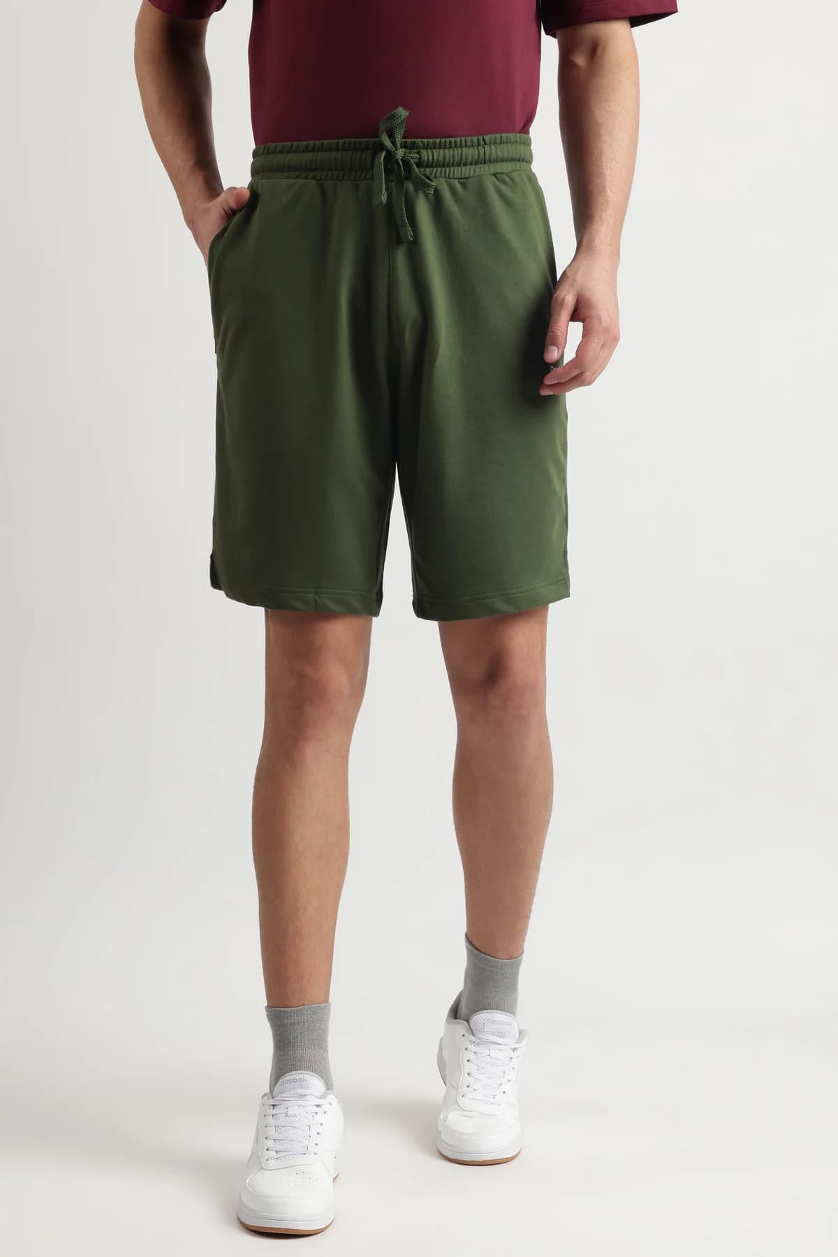 Men's Green Casual Solid Regular Fit Short