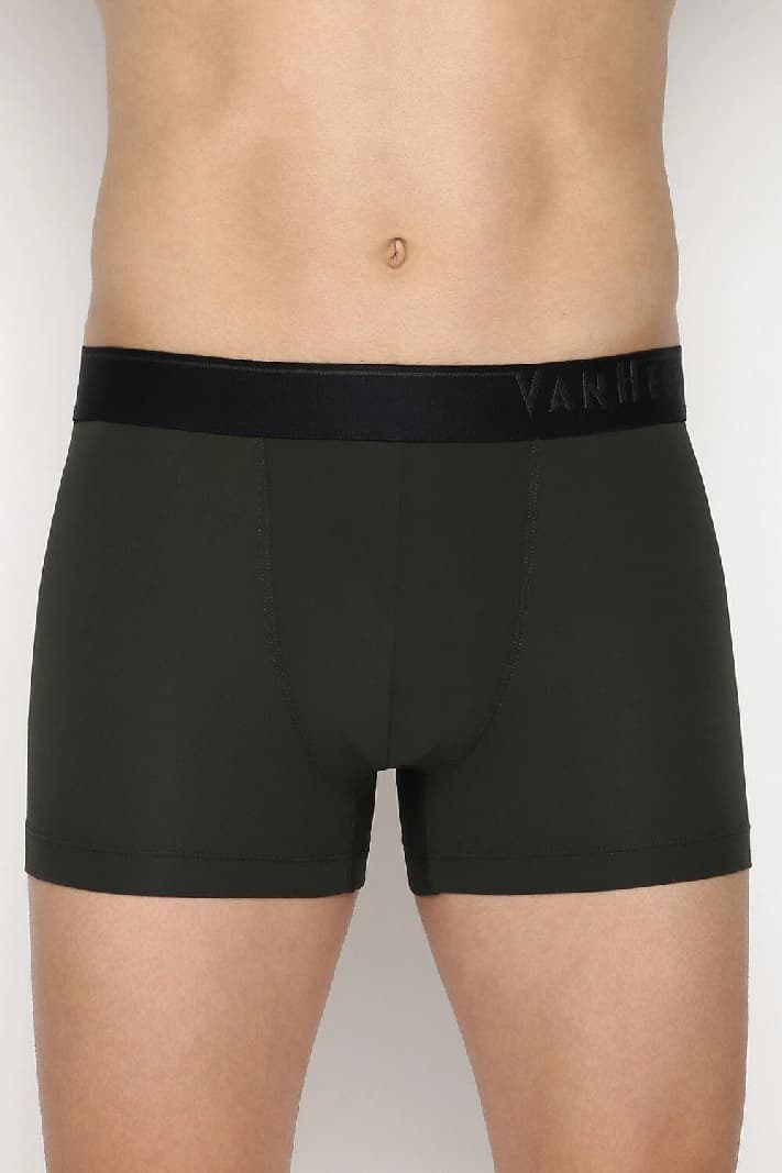 Men's Green Regular Fit 4 Way Stretch Body Defining Fit Solid Trunk - Pack of 1