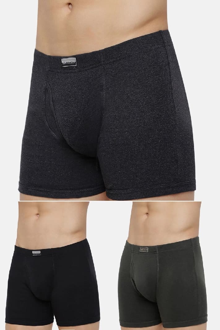 Men's Multicolor Peat Combed Cotton Solid Anti Bacterial Boxer Briefs - Pack of 3